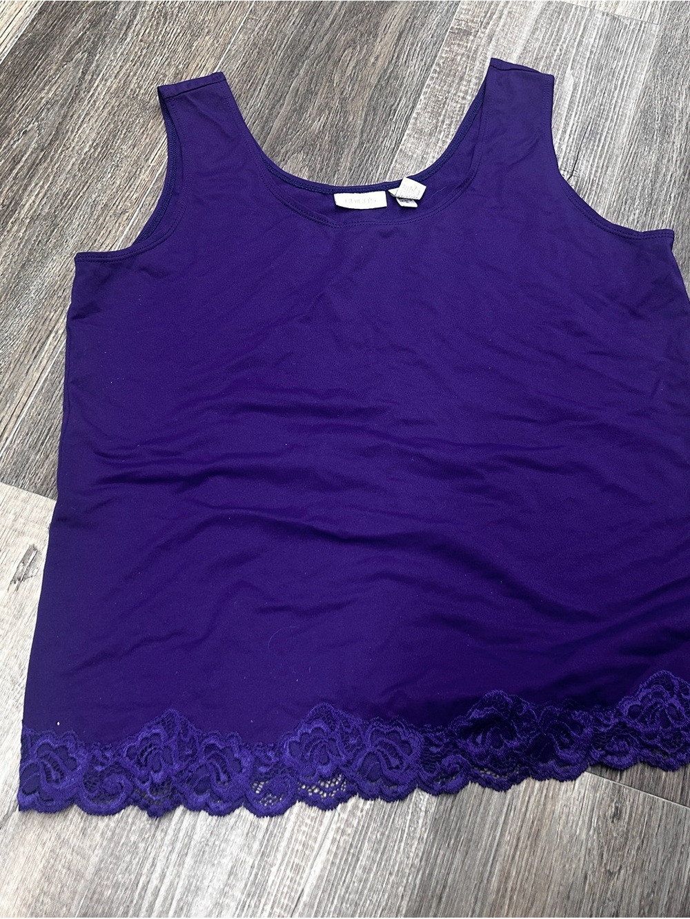 Chico's Deep Purple Lace-Hem Tank Top